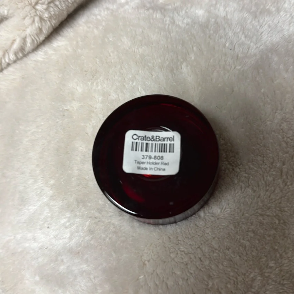 12 CRATE & BARREL RED TAPER CANDLE HOLDERS